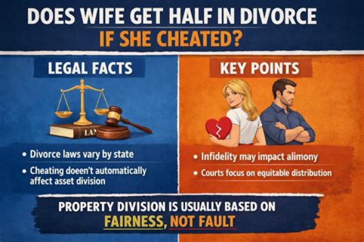 Does wife get half in divorce if she cheated?